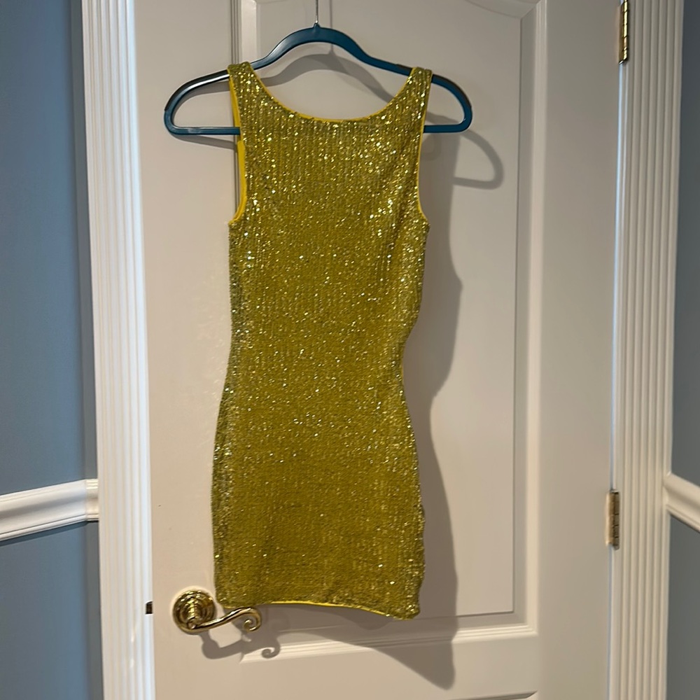 Camila Coelho Green Sequin Cut Out Mini Dress